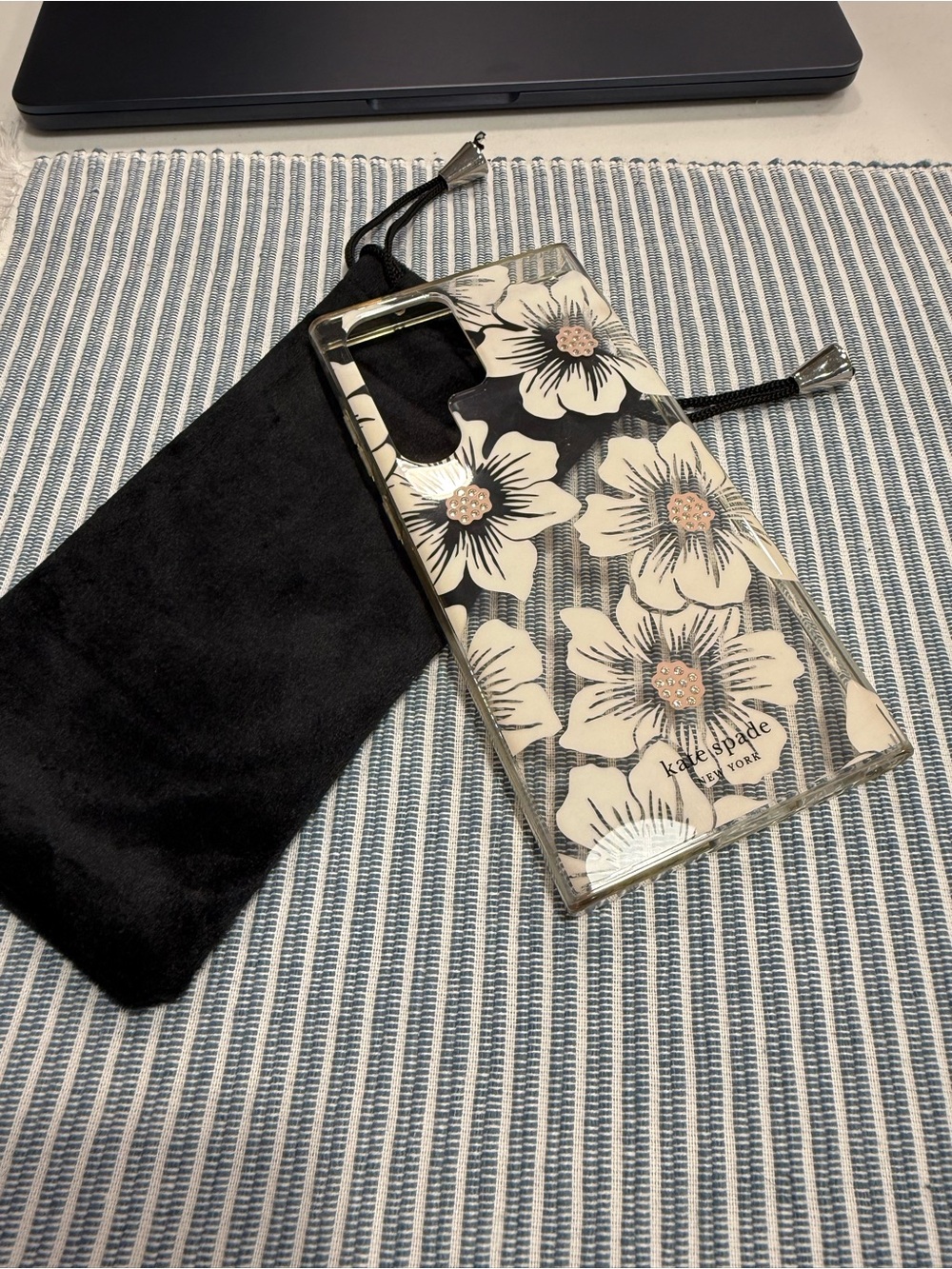 kate spade -S23Ultra- Black and Cream Floral Clear Phone Case (Good condition)